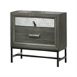 Queen Bedroom Set- Gray- Silver- Black Wood- 2 Piece Set with Nightstand
