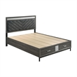 Queen Bedroom Set- Gray- Silver- Black Wood- 2 Piece Set with Nightstand