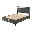 Queen Bedroom Set- Gray- Silver- Black Wood- 2 Piece Set with Nightstand