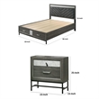 Queen Bedroom Set- Gray- Silver- Black Wood- 2 Piece Set with Nightstand