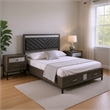 Queen Bedroom Set- Gray- Silver- Black Wood- 2 Piece Set with Nightstand