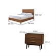 Queen Bedroom Set- Walnut Brown- Nickel Wood- 2 Piece Set with Nightstand