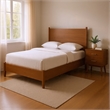 Queen Bedroom Set- Walnut Brown- Nickel Wood- 2 Piece Set with Nightstand