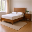 Queen Bedroom Set- Walnut Brown- Nickel Wood- 2 Piece Set with Nightstand