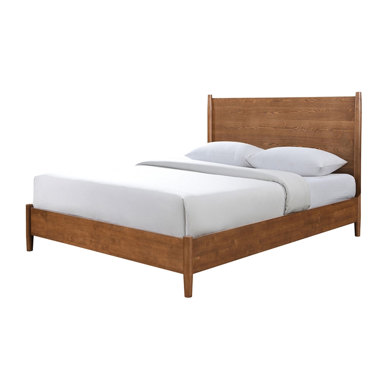 Queen Bedroom Set- Walnut Brown- Nickel Wood- 3 Piece Set with 2 Nightstands