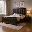 Queen Bedroom Set- Espresso Brown- Nickel Wood- 2 Piece Set with Nightstand
