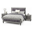Queen Bedroom Set- Gray- Nickel Wood- 3 Piece Set with 2 Nightstands