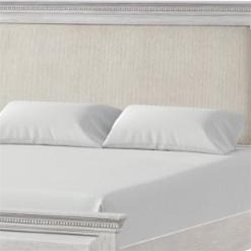 Queen Bedroom Set- Gray- Cream Wood- 3 Piece Set with 2 Nightstands