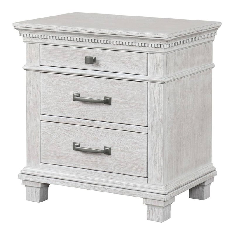 Queen Bedroom Set- Gray- Cream Wood- 3 Piece Set with 2 Nightstands