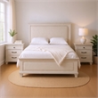 Queen Bedroom Set- Gray- Cream Wood- 3 Piece Set with 2 Nightstands