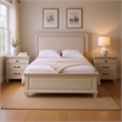 Queen Bedroom Set- Gray- Cream Wood- 3 Piece Set with 2 Nightstands