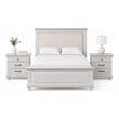 Queen Bedroom Set- Gray- Cream Wood- 3 Piece Set with 2 Nightstands