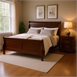 Queen Bedroom Set- Cherry Brown- Bronze Wood- 2 Piece Set with Nightstand