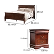 Queen Bedroom Set- Cherry Brown- Bronze Wood- 3 Piece Set with 2 Nightstands