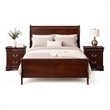 Queen Bedroom Set- Cherry Brown- Bronze Wood- 3 Piece Set with 2 Nightstands