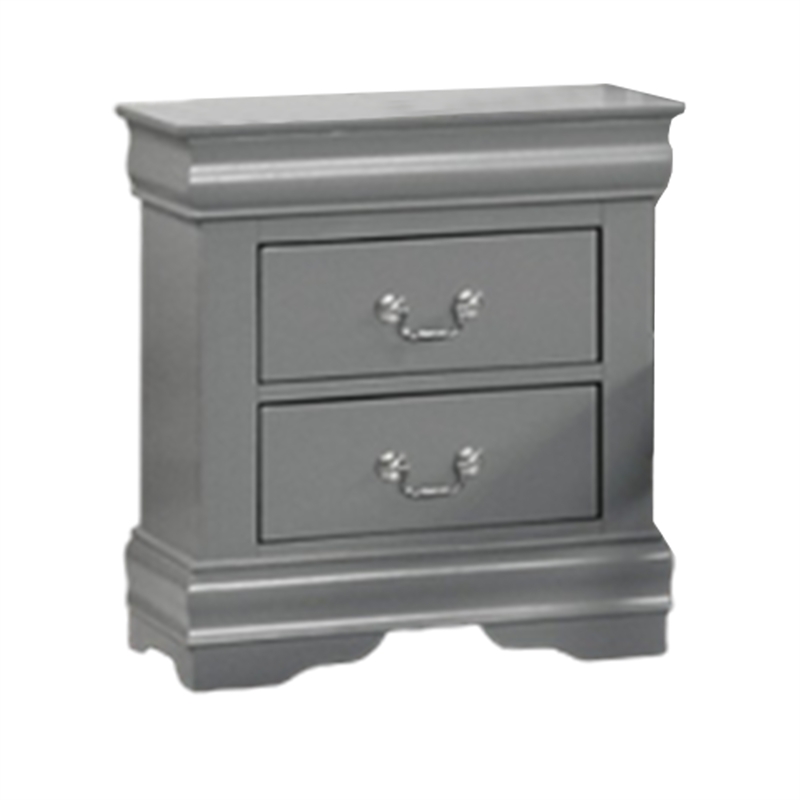 Queen Bedroom Set- Gray- Nickel Wood- 2 Piece Set with Nightstand