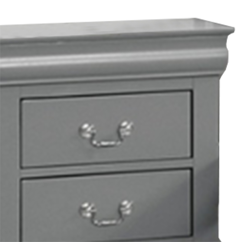 Queen Bedroom Set- Gray- Nickel Wood- 2 Piece Set with Nightstand