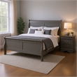 Queen Bedroom Set- Gray- Nickel Wood- 2 Piece Set with Nightstand