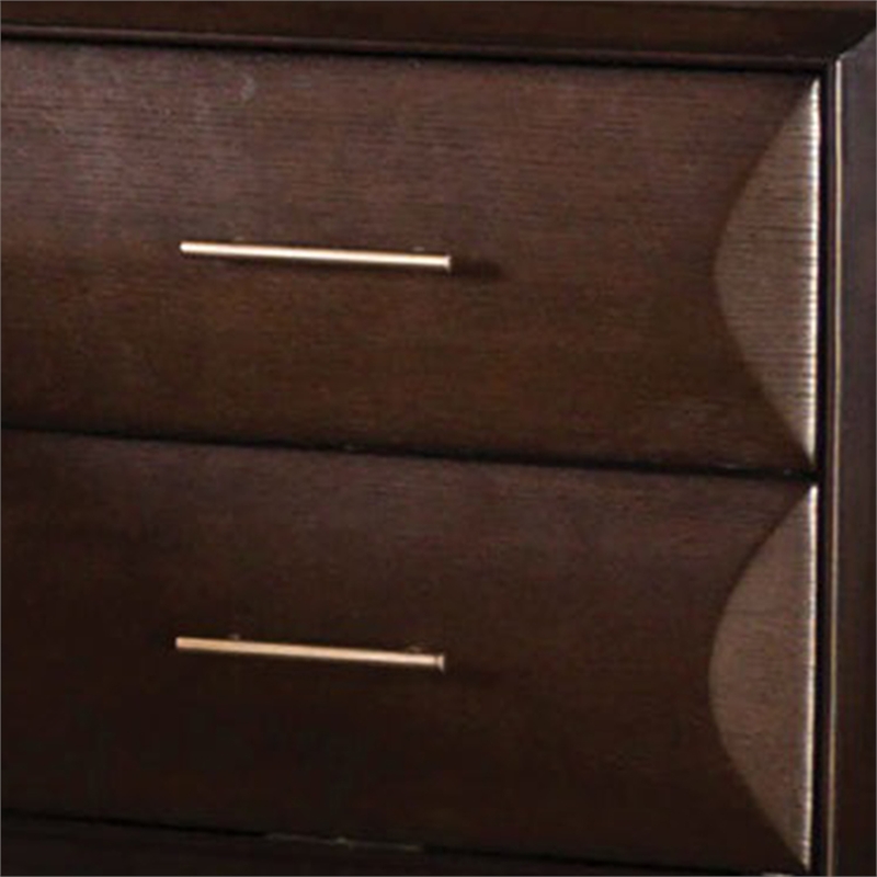 Queen Bedroom Set- Espresso Brown- Gold Wood- 2 Piece Set with Nightstand