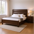 Queen Bedroom Set- Espresso Brown- Gold Wood- 2 Piece Set with Nightstand