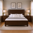 Queen Bedroom Set- Espresso Brown- Gold Wood- 3 Piece Set with 2 Nightstands