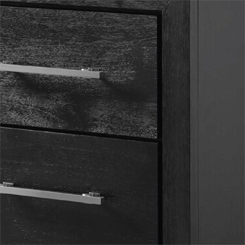Queen Bedroom Set- Black- Chrome- Nickel Wood- 2 Piece Set with Nightstand