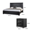 Queen Bedroom Set- Black- Chrome- Nickel Wood- 2 Piece Set with Nightstand