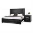 Queen Bedroom Set- Black- Chrome- Nickel Wood- 2 Piece Set with Nightstand