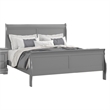 Queen Bedroom Set- Gray- Nickel Wood- 3 Piece Set with 2 Nightstands