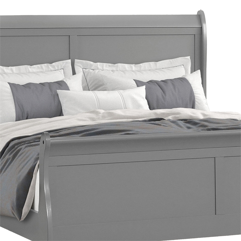Queen Bedroom Set- Gray- Nickel Wood- 3 Piece Set with 2 Nightstands