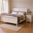Queen Bedroom Set- White- Nickel Wood- 2 Piece Set with Nightstand