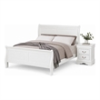 Queen Bedroom Set- White- Nickel Wood- 2 Piece Set with Nightstand