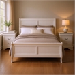 Queen Bedroom Set- White- Nickel Wood- 3 Piece Set with 2 Nightstands
