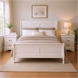 Queen Bedroom Set- White- Nickel Wood- 3 Piece Set with 2 Nightstands