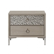 Queen Bedroom Set- Natural Oak Brown-Champagne Wood- 2 Piece Set with Nightstand