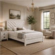 Full Bedroom Set- Beige- Black Wood- 2 Piece Set with Nightstand