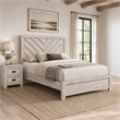 Queen Bedroom Set- Beige- Black Wood- 2 Piece Set with Nightstand