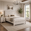 Queen Bedroom Set- Beige- Black Wood- 2 Piece Set with Nightstand