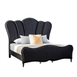 Queen Bedroom Set- Black- Chrome Wood- 2 Piece Set with Nightstand