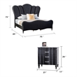 Queen Bedroom Set- Black- Chrome Wood- 2 Piece Set with Nightstand
