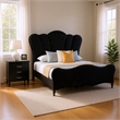 Queen Bedroom Set- Black- Chrome Wood- 2 Piece Set with Nightstand