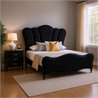Queen Bedroom Set- Black- Chrome Wood- 2 Piece Set with Nightstand