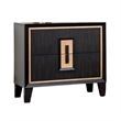 Queen Bedroom Set- Espresso Brown- Gold Wood- 2 Piece Set with Nightstand