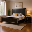 Queen Bedroom Set- Espresso Brown- Gold Wood- 2 Piece Set with Nightstand