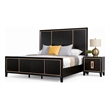 Queen Bedroom Set- Espresso Brown- Gold Wood- 2 Piece Set with Nightstand