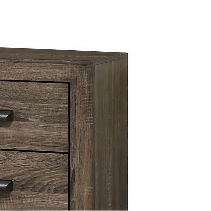 Queen Bedroom Set- Gray- Ivory- Brown Wood- 2 Piece Set with Nightstand