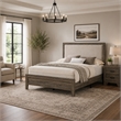 Queen Bedroom Set- Gray- Ivory- Brown Wood- 2 Piece Set with Nightstand