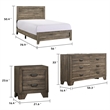 Full Bedroom Set- Brown Wood- 3 Piece Set with Nightstand and Dresser
