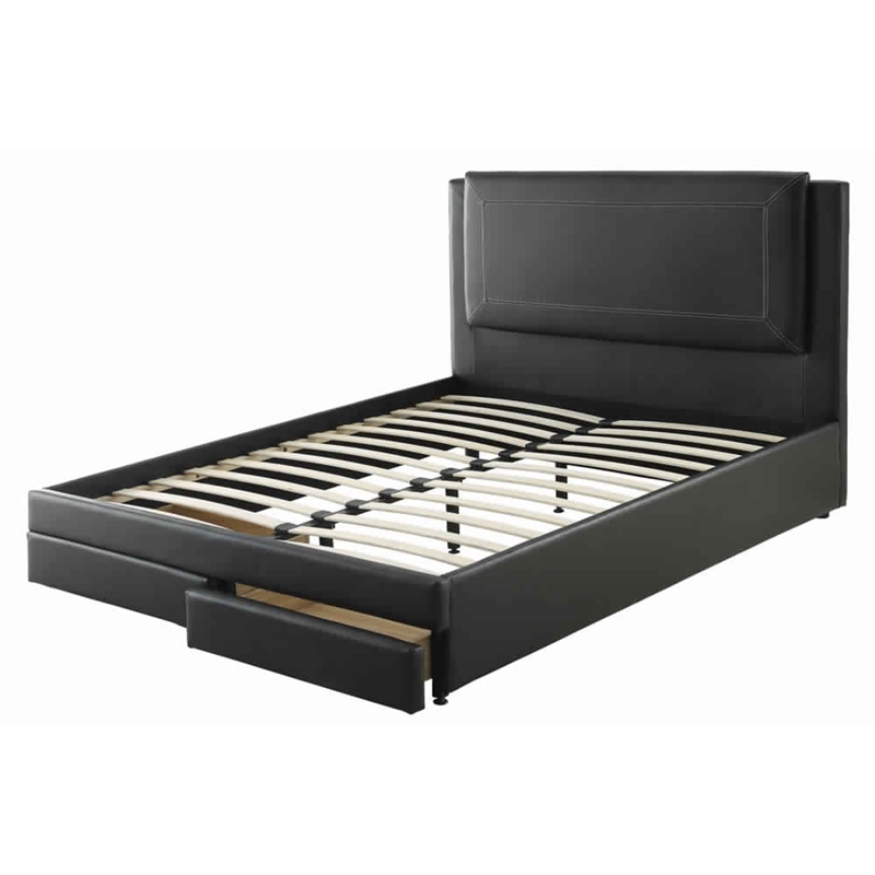 Queen Bedroom Set- Black Wood- 3 Piece Set with 2 Nightstands