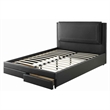 Queen Bedroom Set- Black Wood- 3 Piece Set with 2 Nightstands